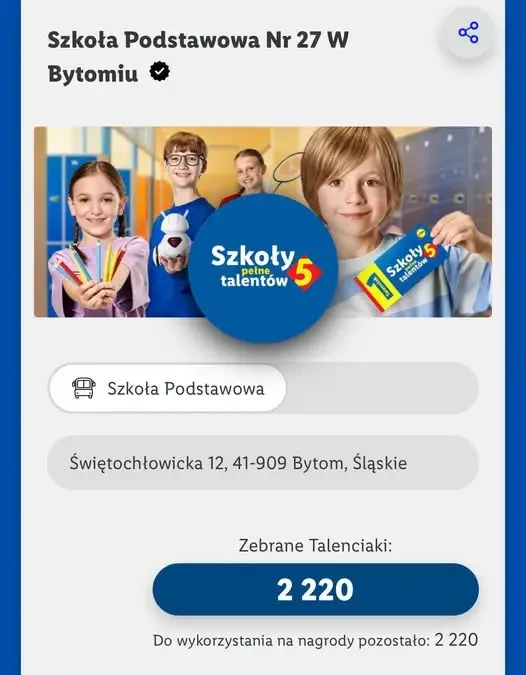 Szkoła Podstawowa nr 27 w Bytomiu zbiera Talenciaki – akcja trwa do 31 października